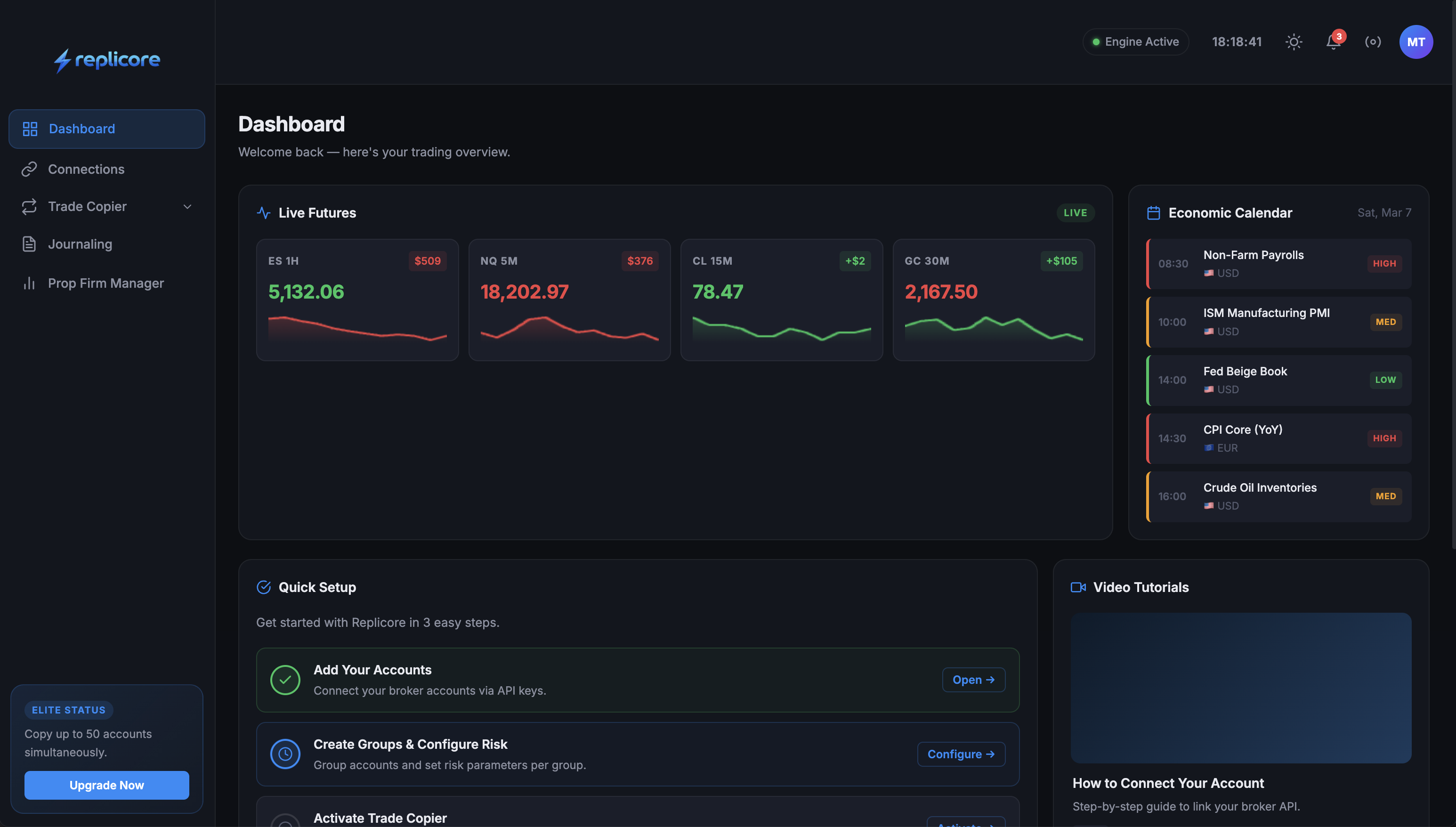 Replicore dashboard screenshot
